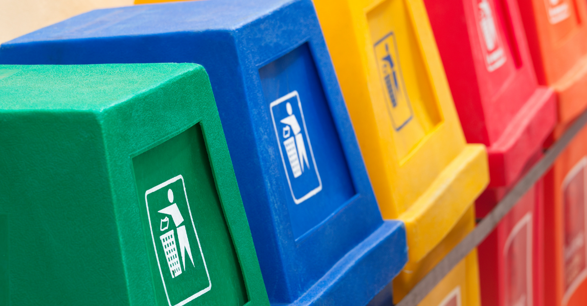 Recycling stations in a row