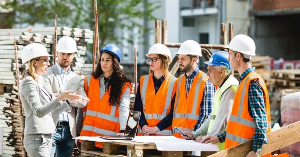 Stress aware - team of construction workers